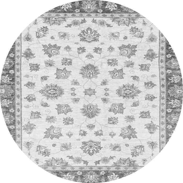 Round Machine Washable Oriental Gray Traditional Rug, wshabs2957gry