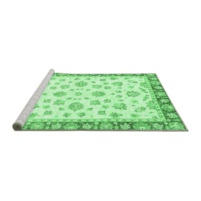 Sideview of Machine Washable Oriental Emerald Green Traditional Area Rugs, wshabs2957emgrn