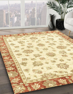 Machine Washable Abstract Yellow Rug in a Family Room, wshabs2957
