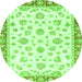 Round Oriental Green Traditional Rug, abs2957grn