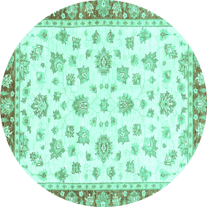Round Oriental Turquoise Traditional Rug, abs2957turq