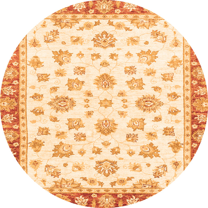 Round Oriental Orange Traditional Rug, abs2957org
