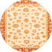 Round Oriental Orange Traditional Rug, abs2957org