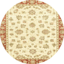 Round Abstract Yellow Oriental Rug, abs2957