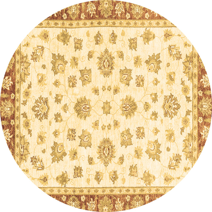 Round Oriental Brown Traditional Rug, abs2957brn