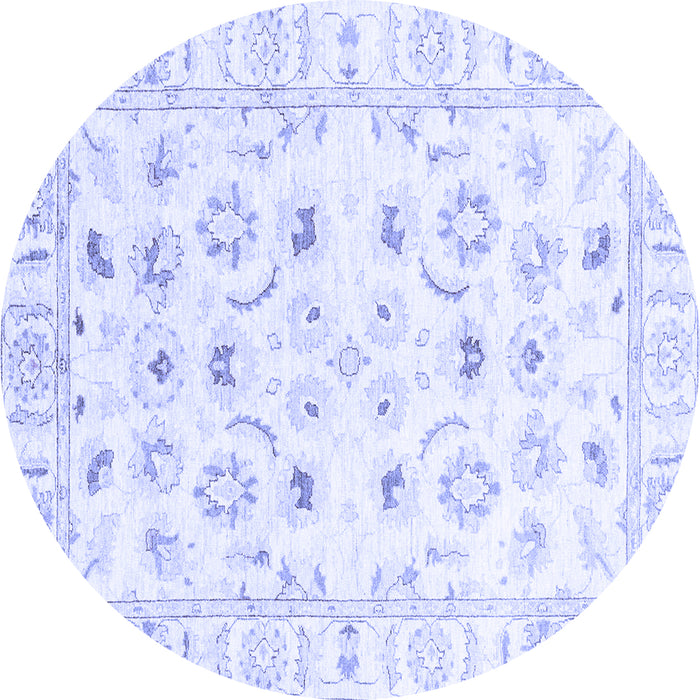 Round Machine Washable Oriental Blue Traditional Rug, wshabs2958blu