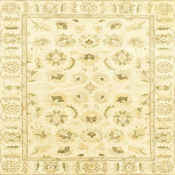 Square Machine Washable Abstract Chrome Gold Yellow Rug, wshabs2958