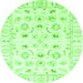 Round Oriental Green Traditional Rug, abs2958grn