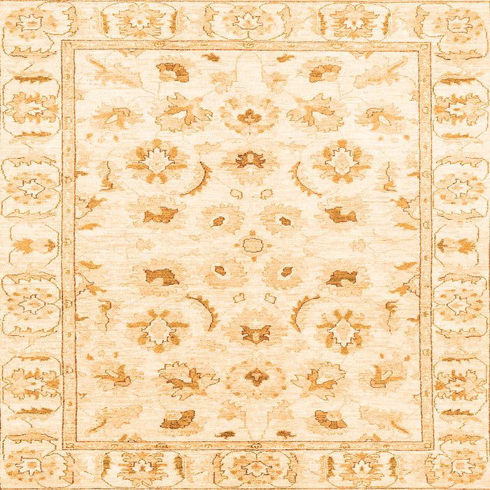Square Machine Washable Oriental Orange Traditional Area Rugs, wshabs2958org