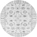 Round Machine Washable Oriental Gray Traditional Rug, wshabs2958gry