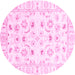 Round Oriental Pink Traditional Rug, abs2958pnk