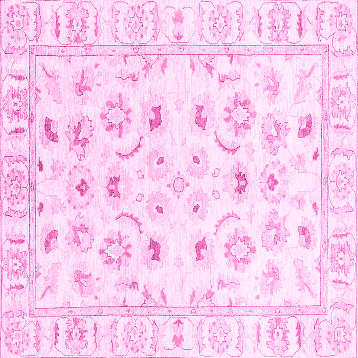 Square Machine Washable Oriental Pink Traditional Rug, wshabs2958pnk