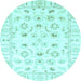 Round Oriental Light Blue Traditional Rug, abs2958lblu