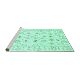 Sideview of Machine Washable Oriental Turquoise Traditional Area Rugs, wshabs2958turq