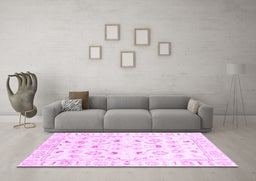 Machine Washable Oriental Purple Traditional Area Rugs in a Living Room, wshabs2958pur