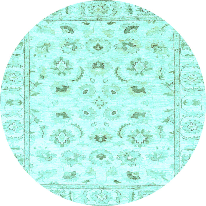 Round Machine Washable Oriental Light Blue Traditional Rug, wshabs2958lblu