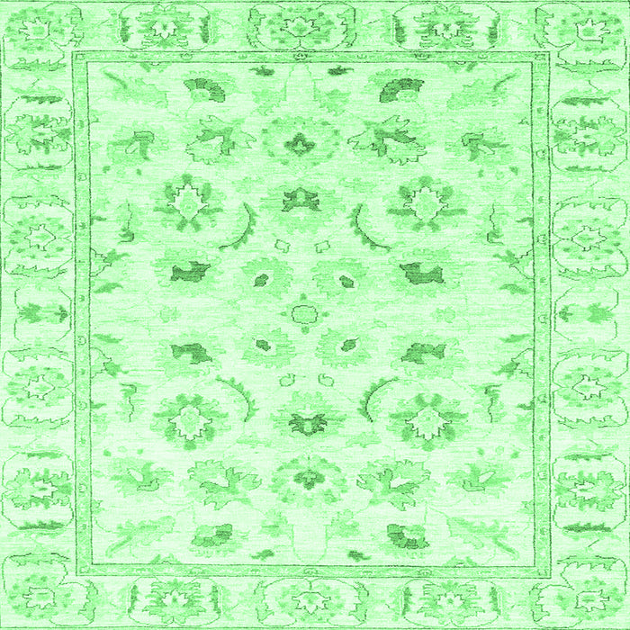 Square Machine Washable Oriental Emerald Green Traditional Area Rugs, wshabs2958emgrn