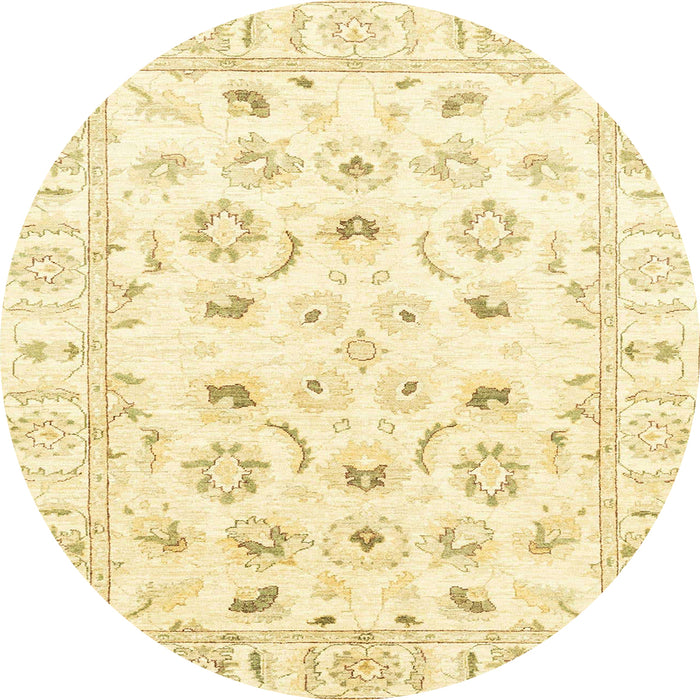Round Machine Washable Abstract Chrome Gold Yellow Rug, wshabs2958