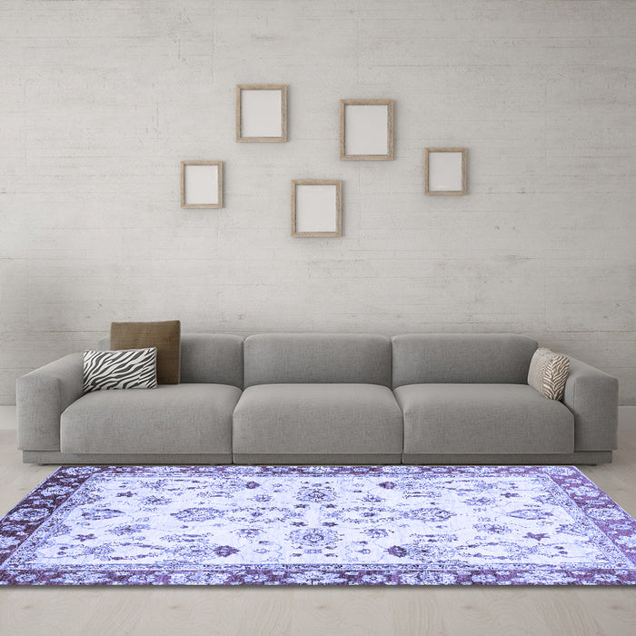 Machine Washable Oriental Blue Traditional Rug in a Living Room, wshabs2959blu