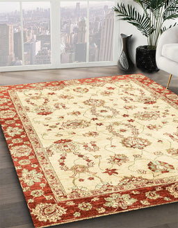 Abstract Orange Oriental Rug in Family Room, abs2959