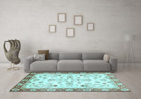 Machine Washable Oriental Light Blue Traditional Rug, wshabs2959lblu