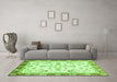 Machine Washable Oriental Green Traditional Area Rugs in a Living Room,, wshabs2959grn