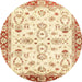 Round Abstract Orange Oriental Rug, abs2959