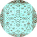 Round Oriental Light Blue Traditional Rug, abs2959lblu