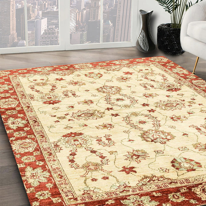 Abstract Orange Oriental Rug in Family Room, abs2959