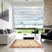 Square Abstract Orange Oriental Rug in a Living Room, abs2959