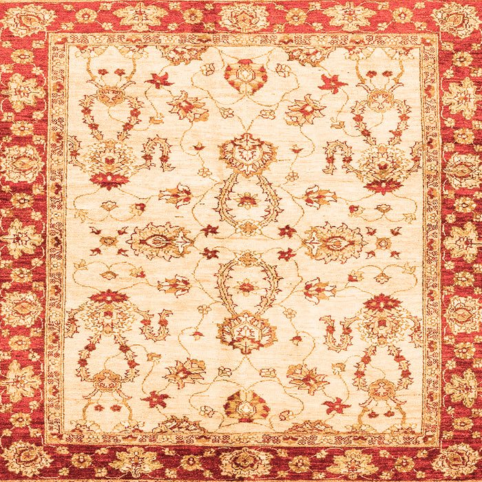 Square Oriental Orange Traditional Rug, abs2959org