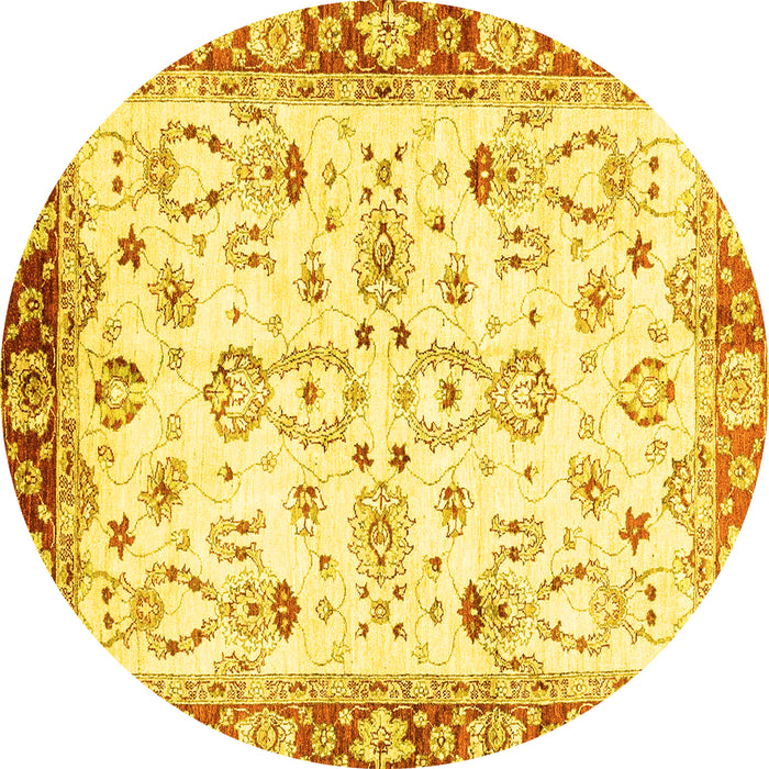 Round Oriental Yellow Traditional Rug, abs2959yw