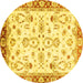 Round Oriental Yellow Traditional Rug, abs2959yw