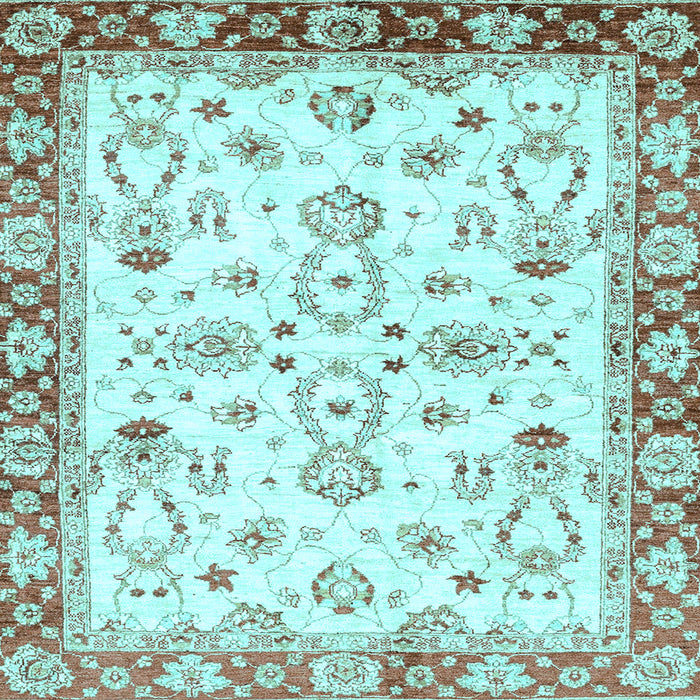 Square Machine Washable Oriental Light Blue Traditional Rug, wshabs2959lblu