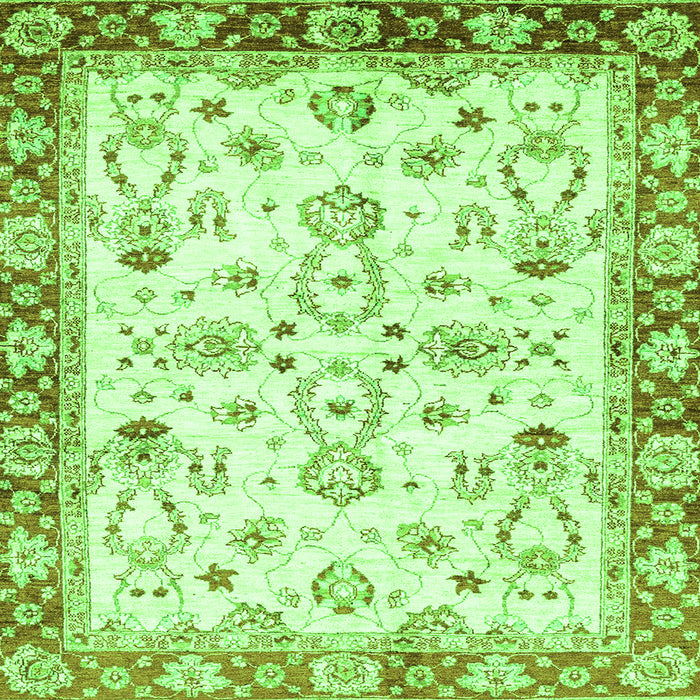 Square Machine Washable Oriental Green Traditional Area Rugs, wshabs2959grn