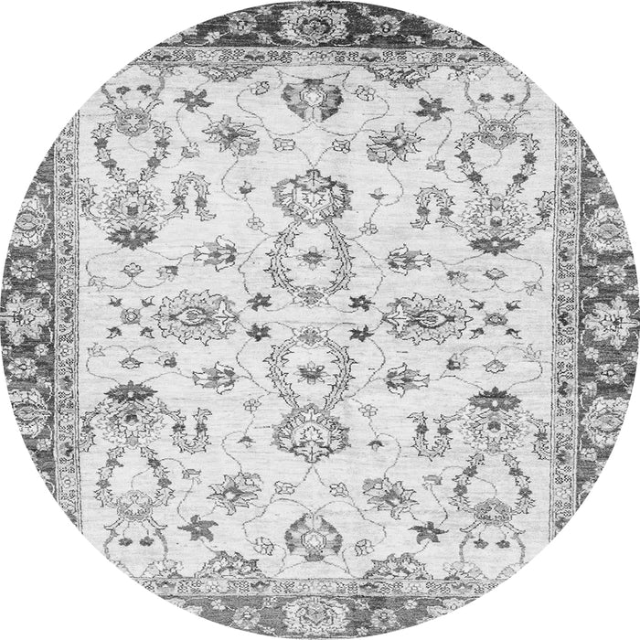 Round Machine Washable Oriental Gray Traditional Rug, wshabs2959gry