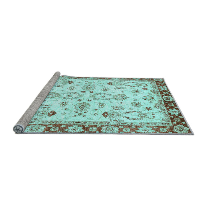 Sideview of Machine Washable Oriental Light Blue Traditional Rug, wshabs2959lblu