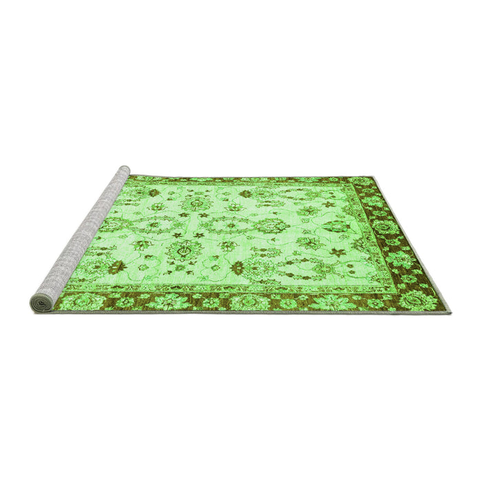 Sideview of Machine Washable Oriental Green Traditional Area Rugs, wshabs2959grn