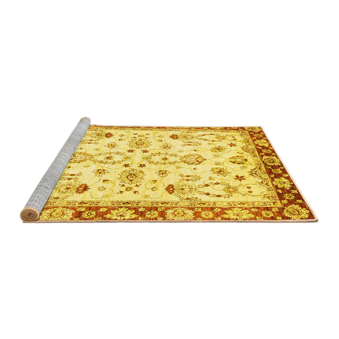 Sideview of Machine Washable Oriental Yellow Traditional Rug, wshabs2959yw