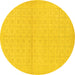 Round Machine Washable Oriental Yellow Modern Rug, wshabs295yw