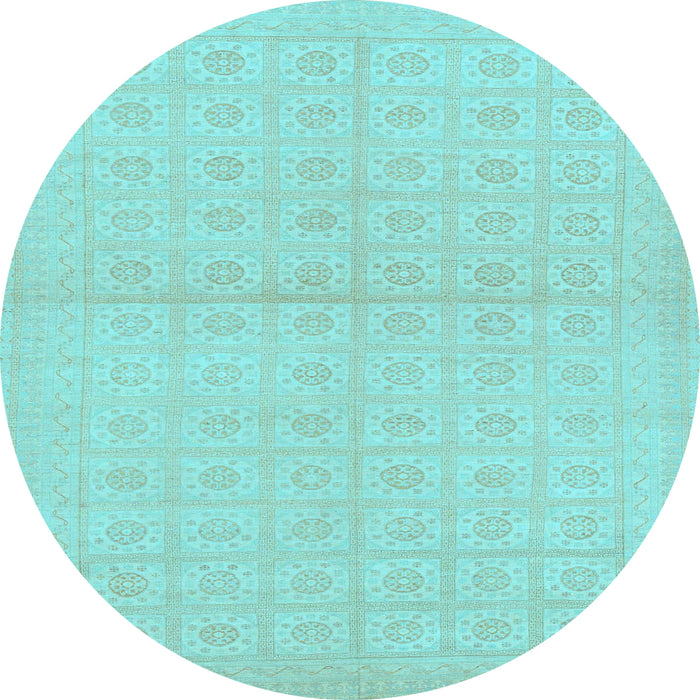 Round Oriental Light Blue Modern Rug, abs295lblu