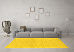 Machine Washable Oriental Yellow Modern Rug in a Living Room, wshabs295yw