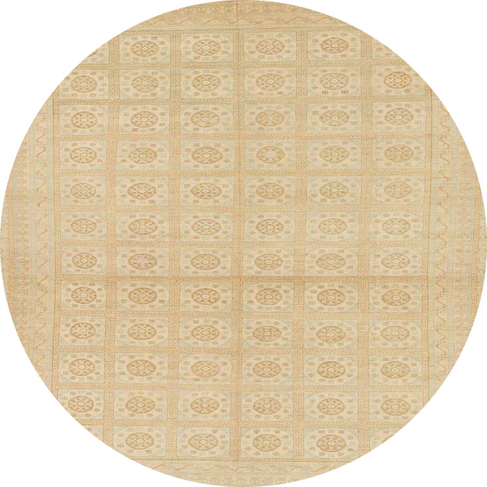 Round Machine Washable Abstract Yellow Rug, wshabs295