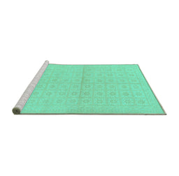 Sideview of Machine Washable Oriental Turquoise Modern Area Rugs, wshabs295turq