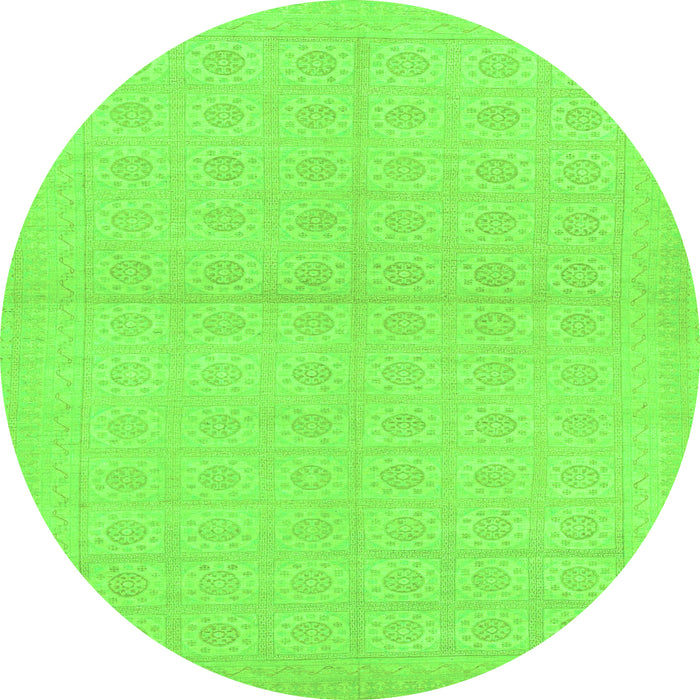 Round Machine Washable Oriental Green Modern Area Rugs, wshabs295grn