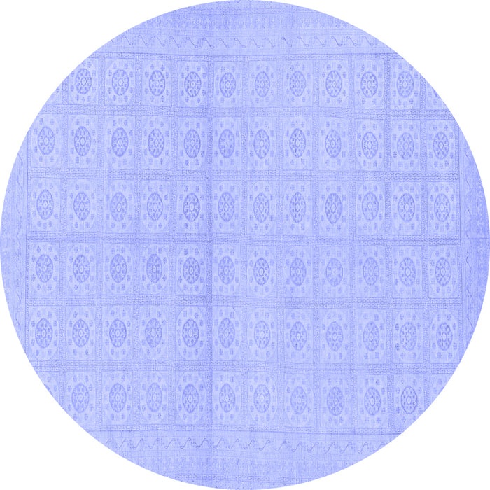 Round Machine Washable Oriental Blue Modern Rug, wshabs295blu