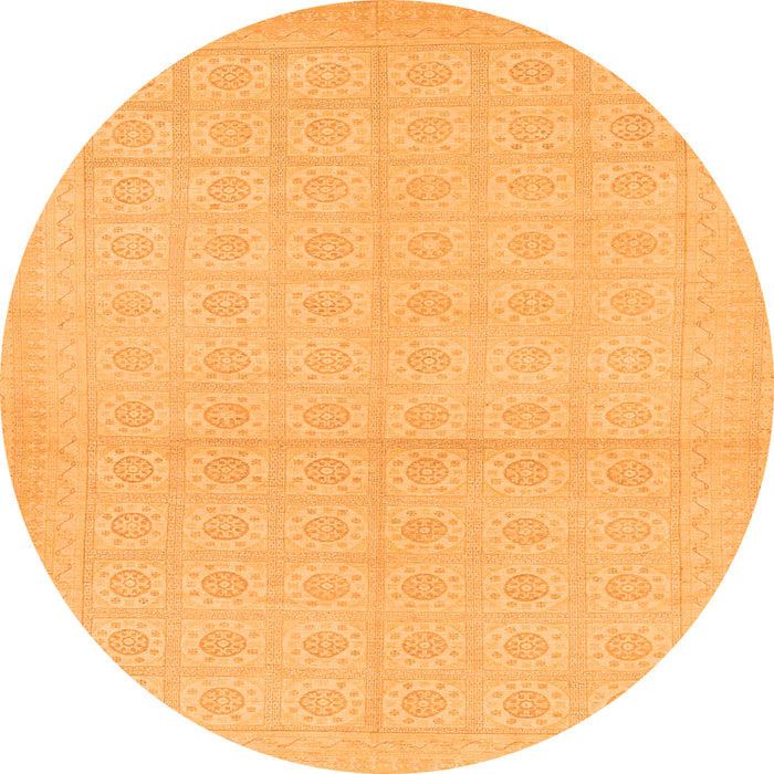 Round Machine Washable Oriental Orange Modern Area Rugs, wshabs295org