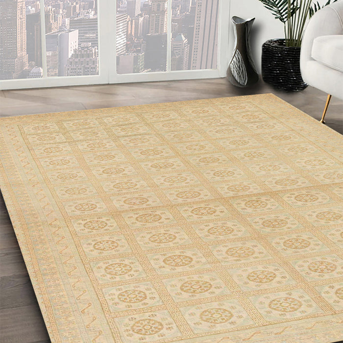 Machine Washable Abstract Yellow Rug in a Family Room, wshabs295