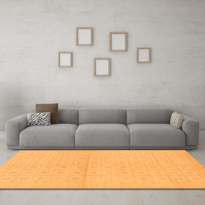 Machine Washable Oriental Orange Modern Area Rugs in a Living Room, wshabs295org