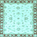 Square Machine Washable Oriental Light Blue Traditional Rug, wshabs2960lblu